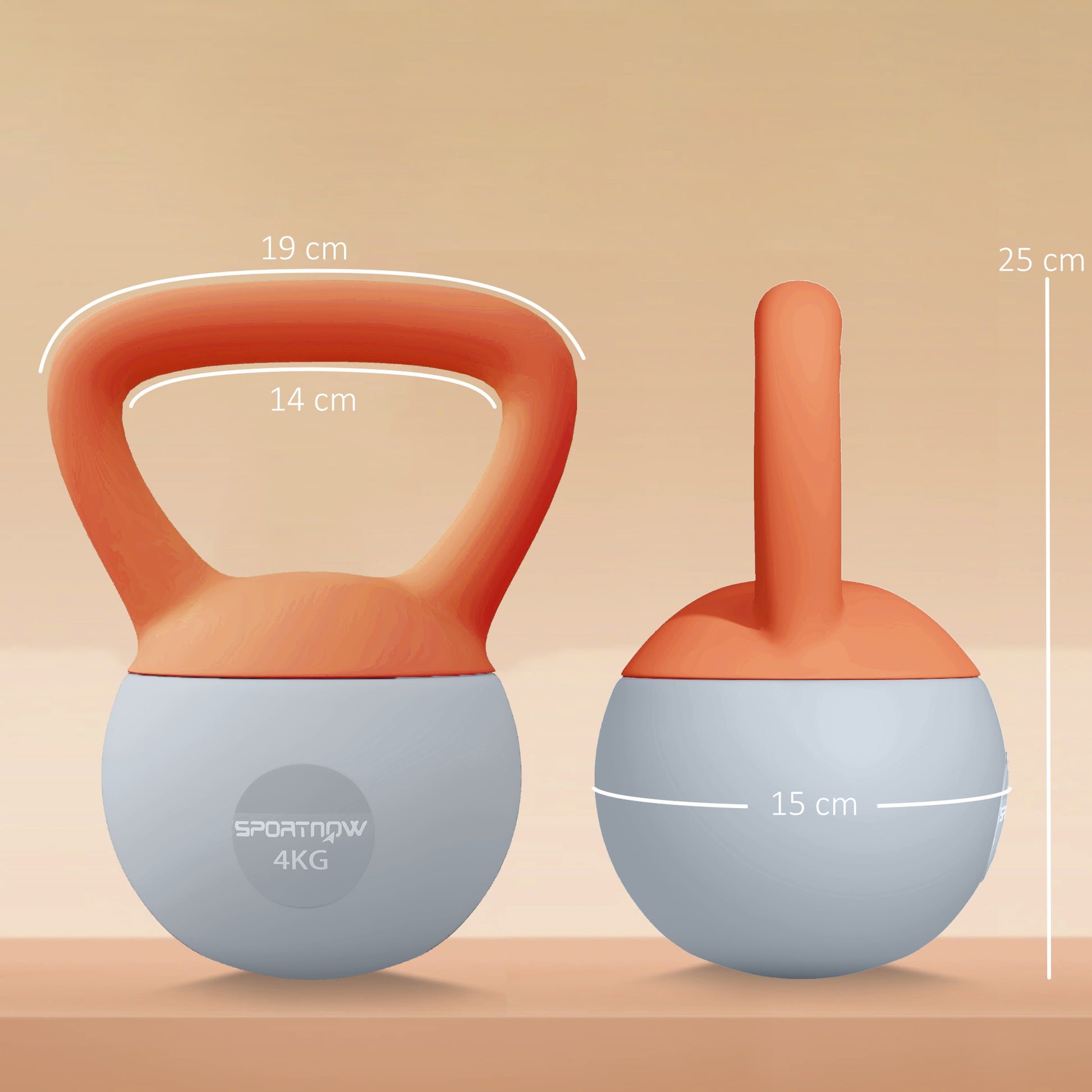 SPORTNOW 4KG Soft Kettlebell, Kettlebell with Non-Slip Handle for Home Gym, Weight Lifting, Strength Training, Orange/Grey--ChewyGames-ChewyGames