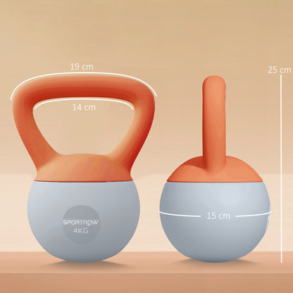 SPORTNOW 4KG Soft Kettlebell, Kettlebell with Non-Slip Handle for Home Gym, Weight Lifting, Strength Training, Orange/Grey--ChewyGames-ChewyGames