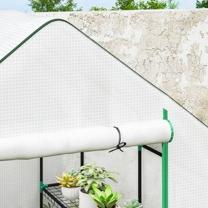 Outsunny 143 x 140cm Walk-In Greenhouse, with Accessories - White