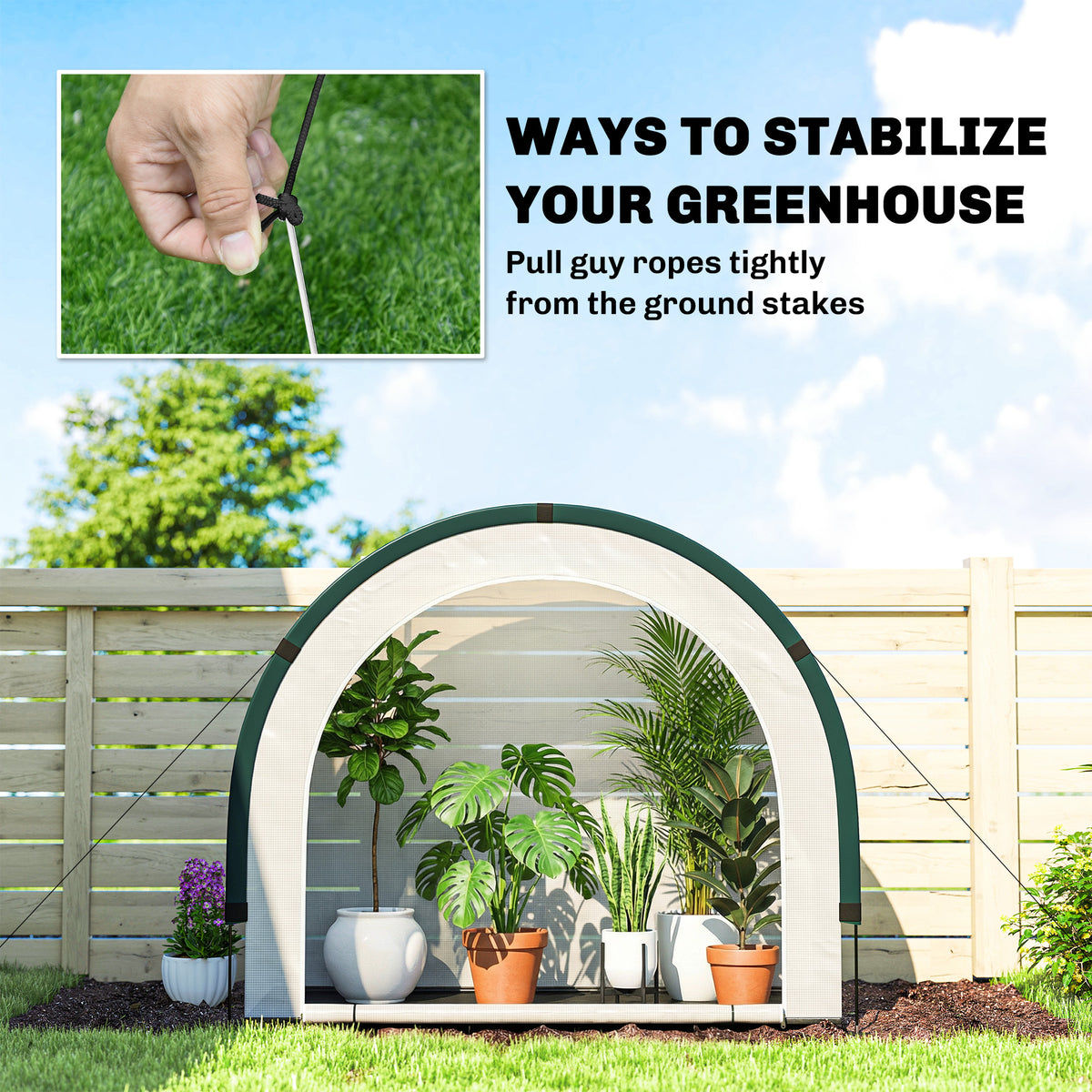 Outsunny Foldable Small Greenhouse, Portable Green House Mini Greenhouse with Zipper Door, PE Base, 200 x 80 x 164 cm, Green