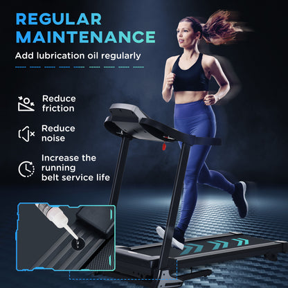 HOMCOM Folding Treadmill, Compact Running Machine with LED Display, Drink & Phone Holder for Home Workout