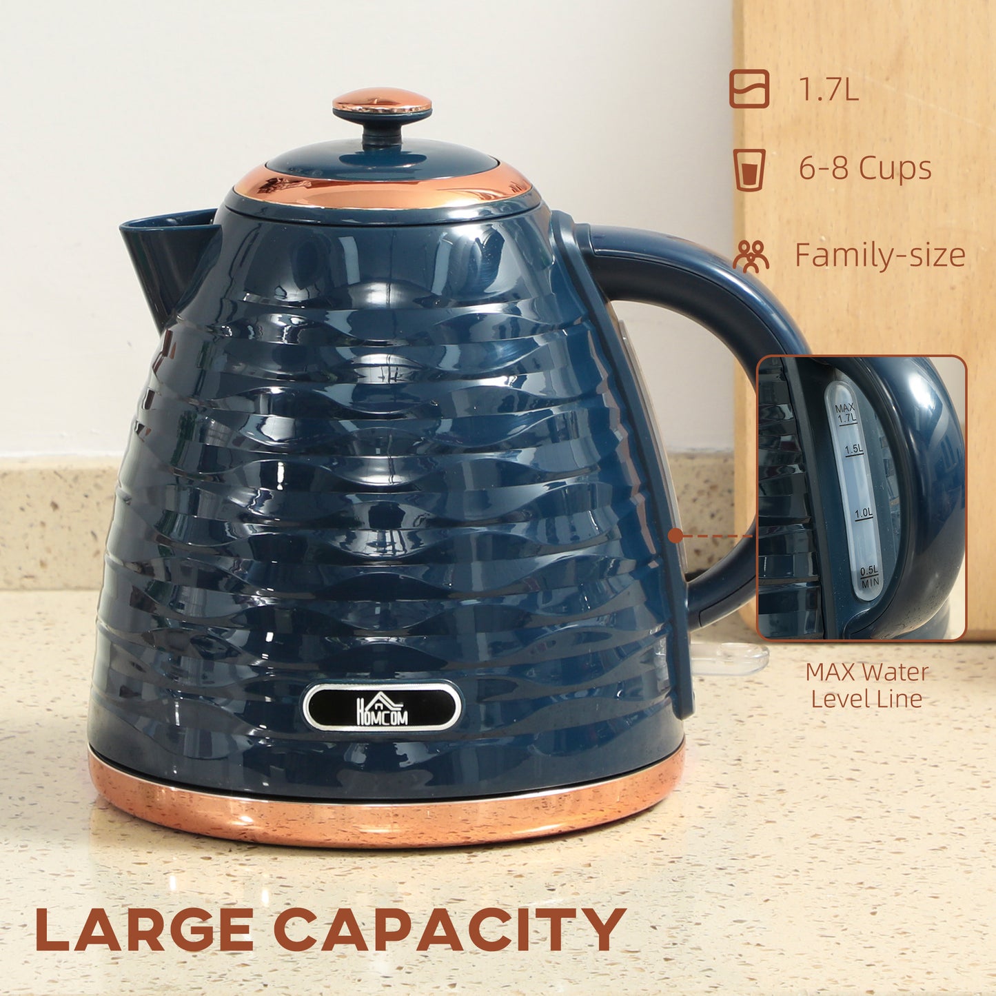 HOMCOM 3kW Rapid Boil Honeycomb Kettle - Dark Blue--ChewyGames-ChewyGames