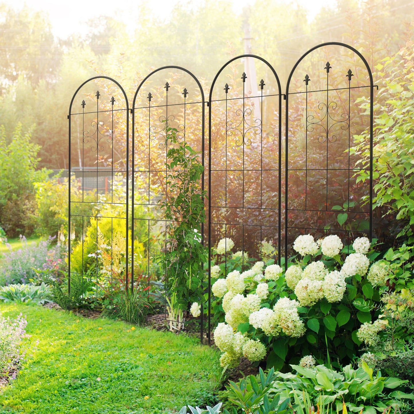 Outsunny Set of Four Spiral Anchor Garden Trellis Panels