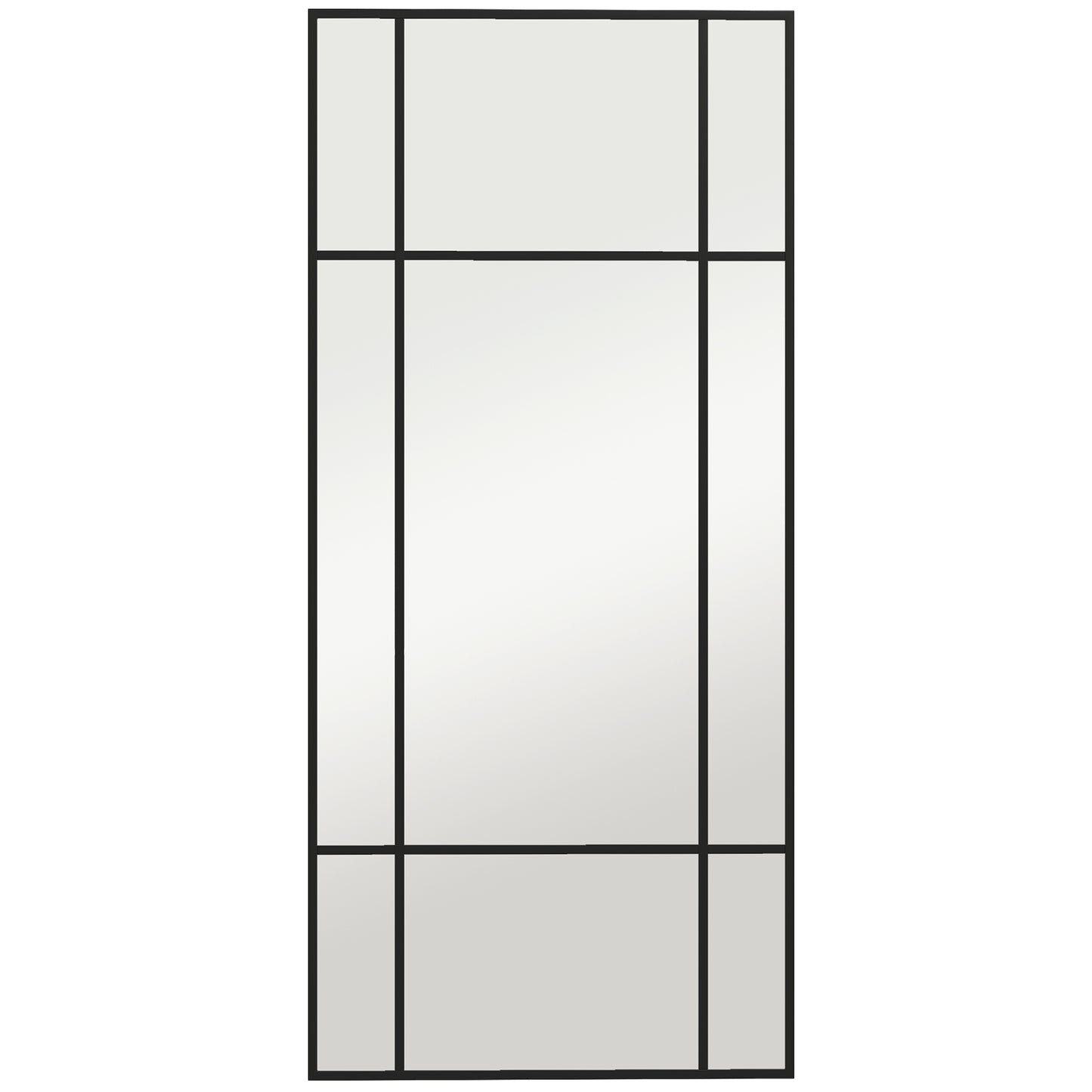 HOMCOM Decorative Grid Wall Mirror, with Back Hooks - Black