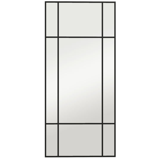 HOMCOM Decorative Grid Wall Mirror, with Back Hooks - Black