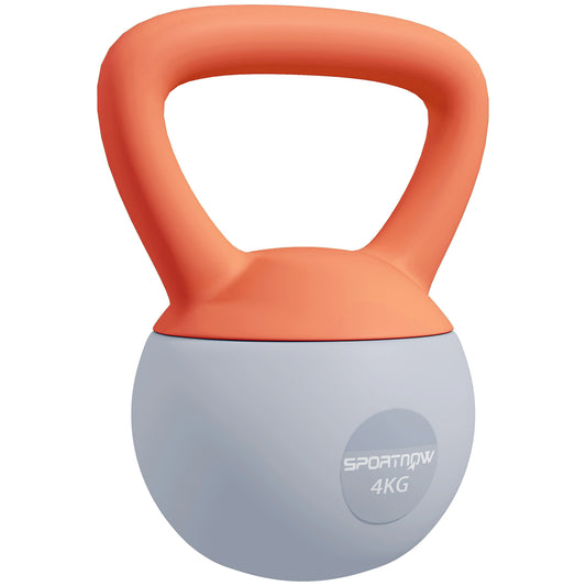 SPORTNOW 4KG Soft Kettlebell, Kettlebell with Non-Slip Handle for Home Gym, Weight Lifting, Strength Training, Orange/Grey--ChewyGames-ChewyGames