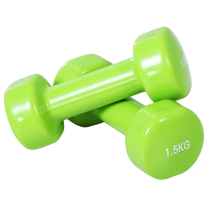 HOMCOM 10KG Dumbbells Set with Carry Case, Hand Weights for Women and Men Home Gym Weight Lifting Training, Red, Yellow, Green, Purple
