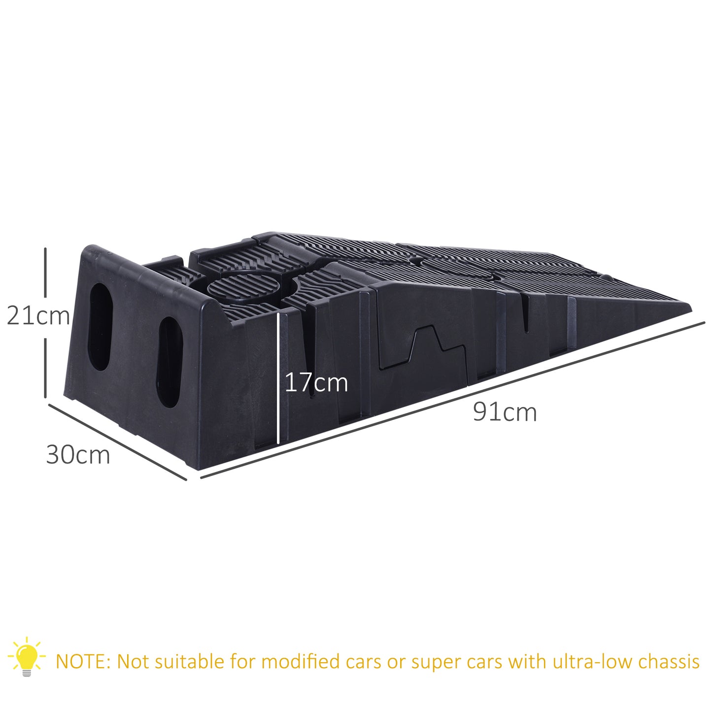 DURHAND 2 PCs Car Ramps Heavy Duty 2.5 Ton Motorhome Levelling Ramps, Plastic Garage Workshop Car Lift, Portable Automotive Vehicle Campervan Car Ramp, Black