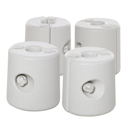 Outsunny 4 Pack 36 kg Gazebo Weights, Canopy Tent Weights with Rapid Clip, Gazebo Leg Weights Fill with Sand or Water, White