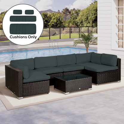 Outsunny Garden Rattan Sofa Cushion Polyester Cover Replacement Outdoor- No Cushion Included, Grayish Green