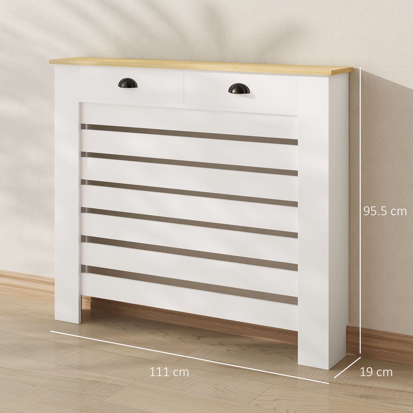 HOMCOM 95.5H x 111Wcm Radiator Cover, with Drawer - White--ChewyGames-ChewyGames