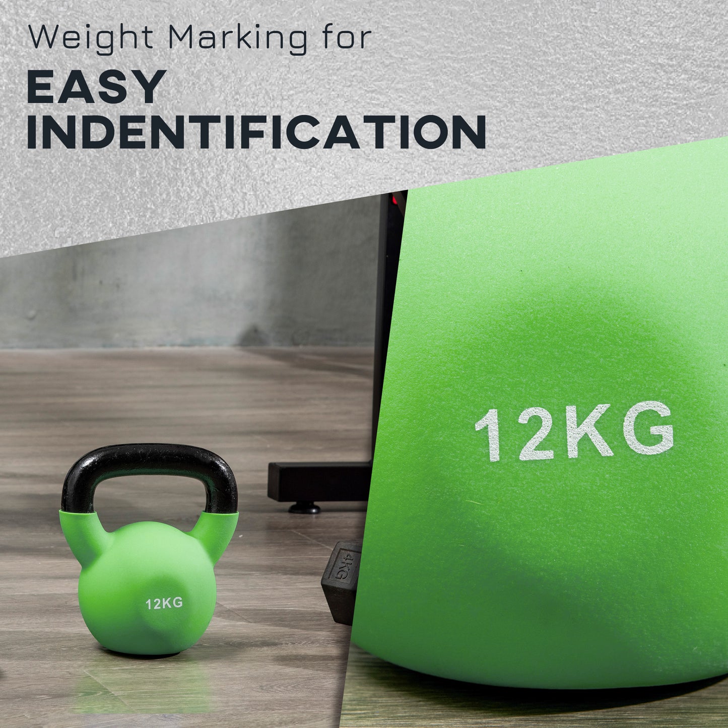 HOMCOM Kettlebell, 12kg Kettle Bell with Non-Slip Handle for Home Gym Weight Lifting and Strength Training, Green