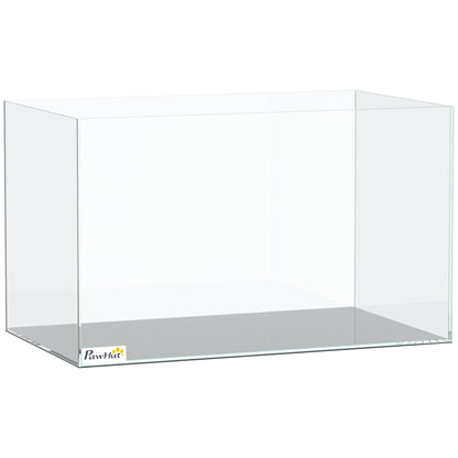 PawHut Fish Tank Bare Glass for DIY Glass Aquarium with Protective Base Mat 43L Transparent for Fish Shrimps