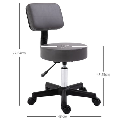 HOMCOM Beautician's Swivel Salon Chair w/ Padded Seat Back 5 Wheels Adjustable Height Salon Hairdressers Tattoo Spa Rolling Cushion Professional 35cm Grey--ChewyGames-ChewyGames
