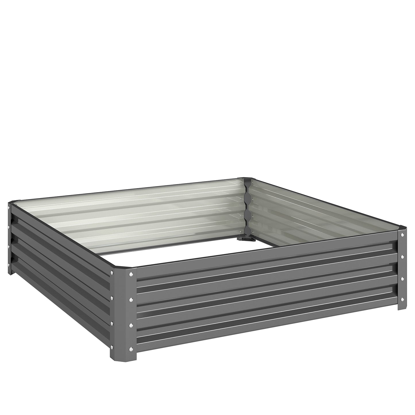 Outsunny 432L Square Raised Garden Bed Box Steel Frame for Vegetables, Flowers and Herbs, 120 x 120 x 30cm, Light Grey--ChewyGames-ChewyGames