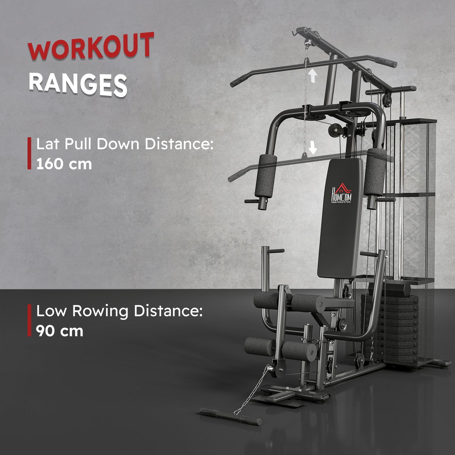 HOMCOM Multifunction Home Gym System Weight Training Exercise Workout Station-Weight Lifting Machines with Pulleys-ChewyGames-ChewyGames