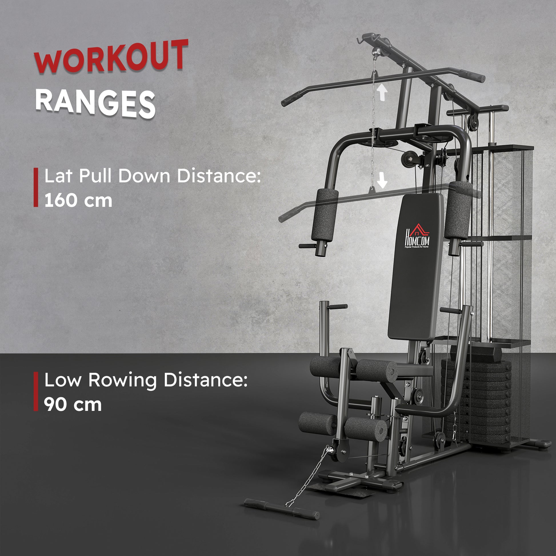 HOMCOM Multifunction Home Gym System Weight Training Exercise Workout Station-Weight Lifting Machines with Pulleys-ChewyGames-ChewyGames