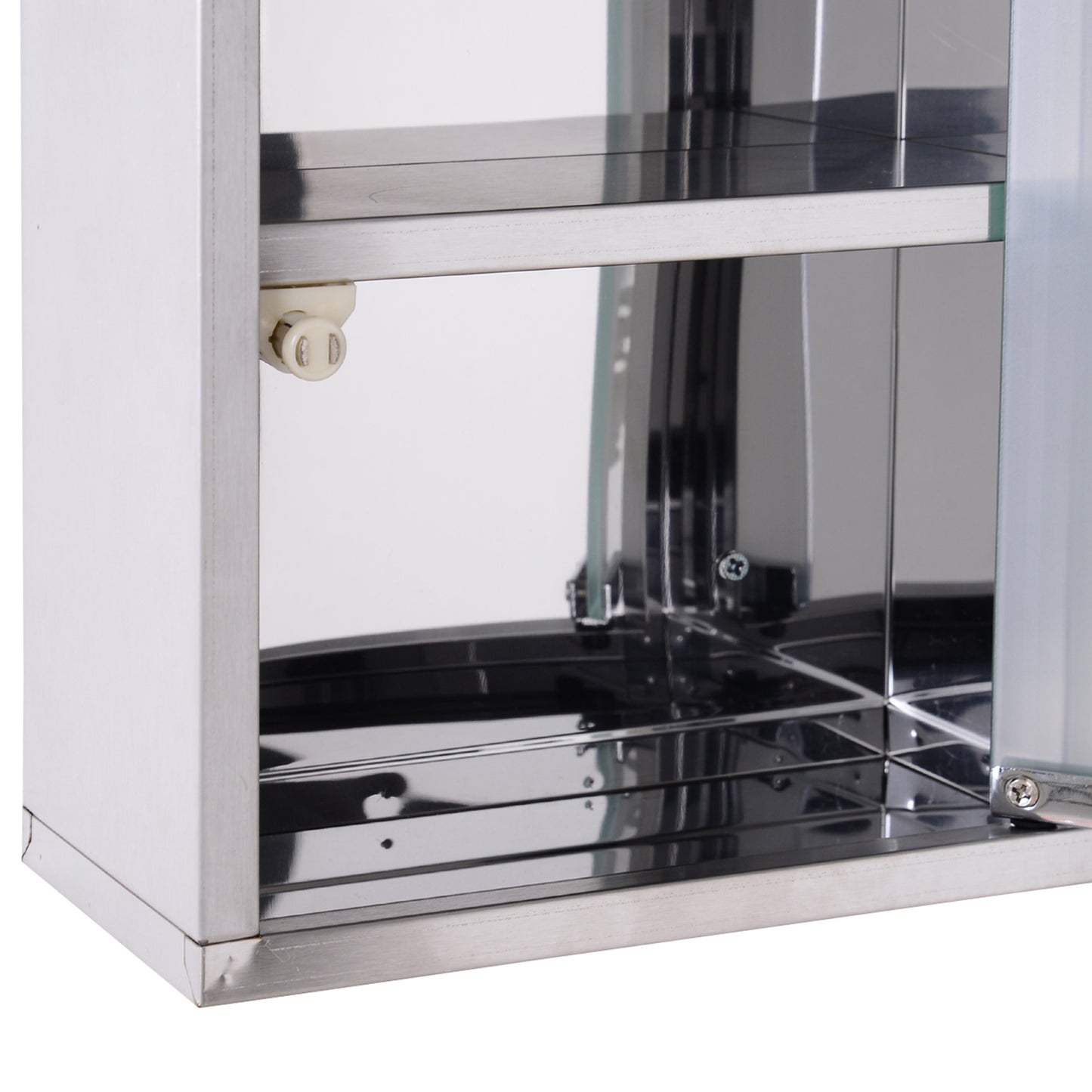 HOMCOM Stainless Steel wall mounted Medicine Cabinet with 2 Shelves + Security Glass Door Lockable 48 cm(H)-Medicine Cabinets-ChewyGames-ChewyGames