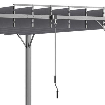 Outsunny 3 x 3(m) Outdoor Pergola with Retractable Roof, Aluminium Louvered Patio Gazebo Canopy, Grey