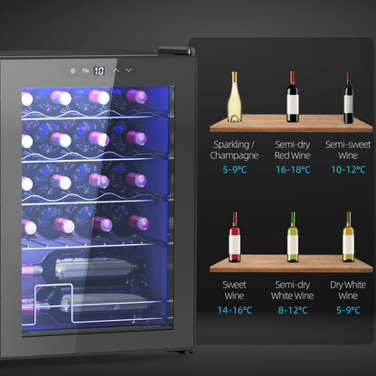 HOMCOM 20 Bottle 5-18℃ Countertop Wine Fridge - Black