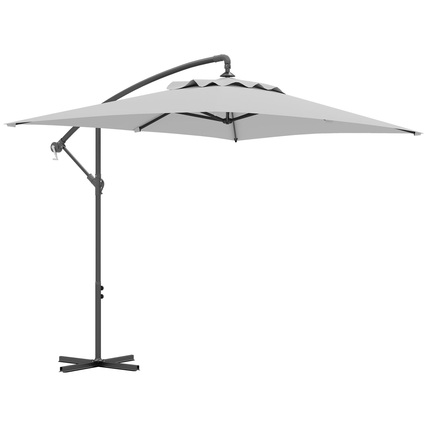 Outsunny 3(m) Cantilever Overhanging Parasol, with Cross Base - Light Grey--ChewyGames-ChewyGames