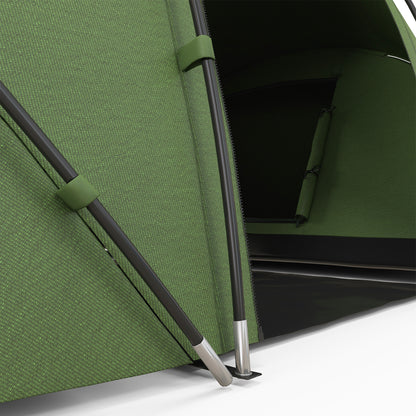Outsunny 4-6 Man Camping Tent with Living Area and 2 Bedrooms, Hiking Sun Shelter, UV Protection Tunnel Tent, Dark Green