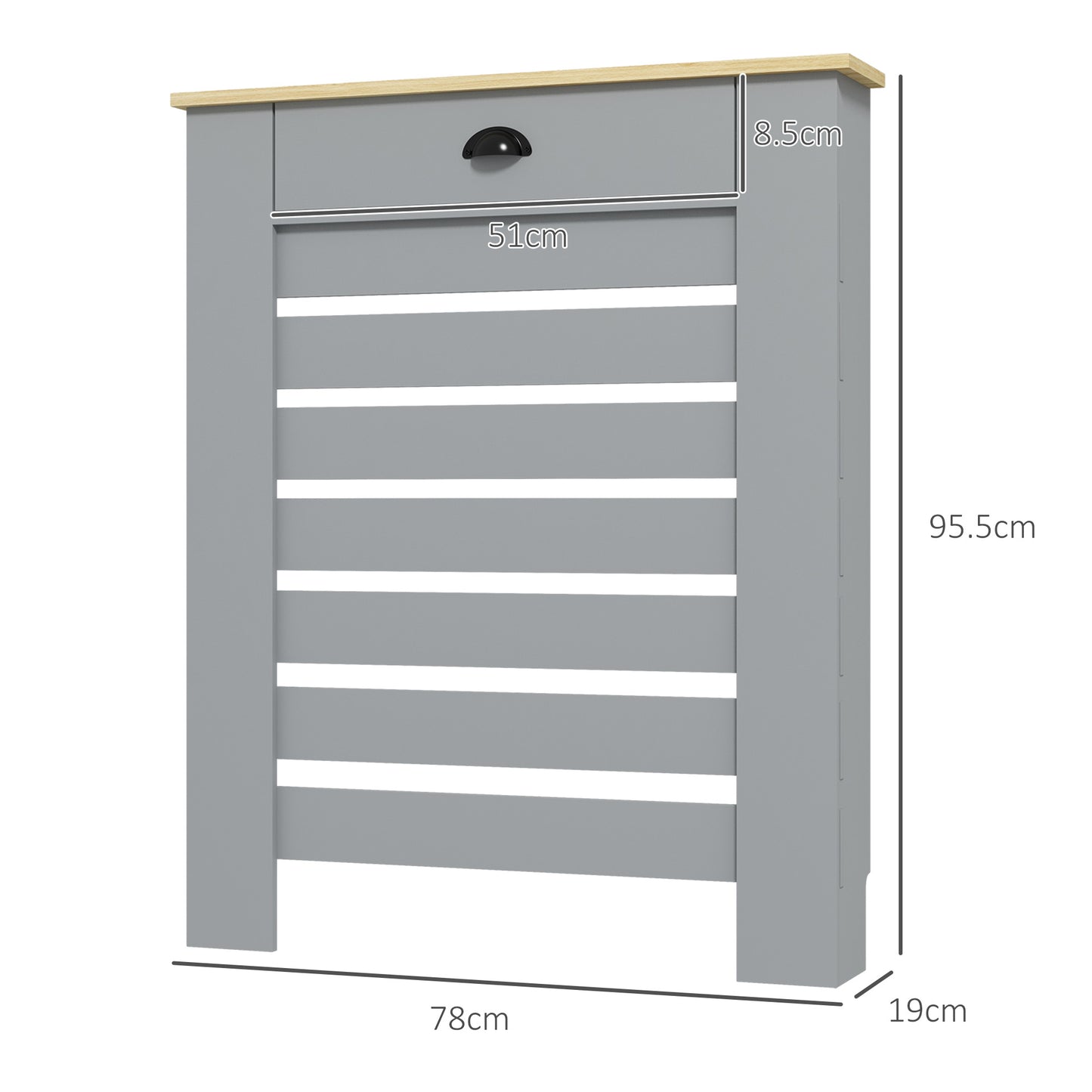 HOMCOM 95.5H x 78Wcm Radiator Cover, with Drawer - Grey--ChewyGames-ChewyGames