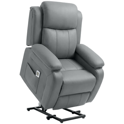 HOMCOM Riser and Recliner Chair with Vibration Massage, PU Leather Power Lift Chair for Elderly, Grey