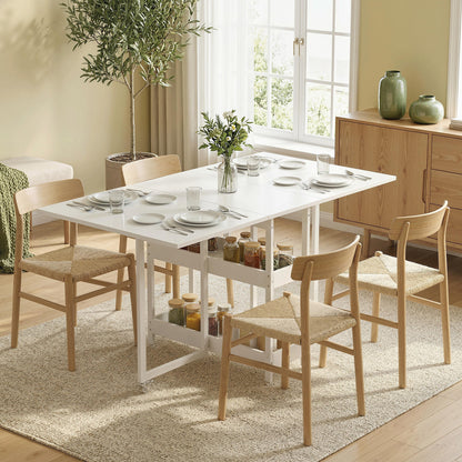 HOMCOM Four-Person Drop Leaf Table - White