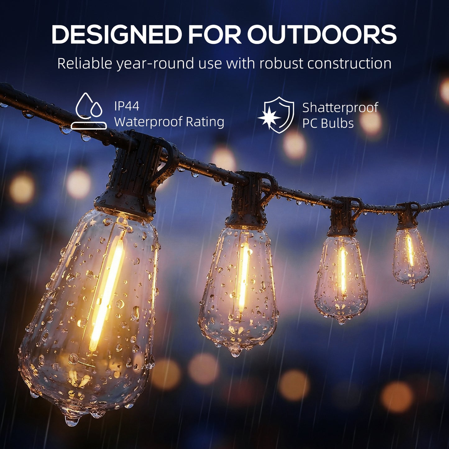 HOMCOM Curtain Lights Connectable Fairy Curtain Lights Plug-in IP44 Waterproof/18 m/Warm White