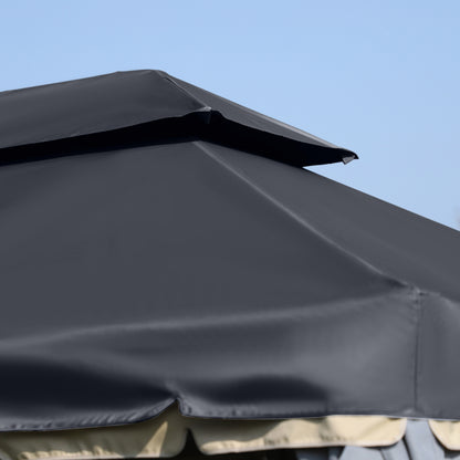 Outsunny 3 x 4m Aluminium Garden Gazebo, Marquee Canopy Shelter Pavilion Party Tent with Nets and Curtains for Garden and Deck, Black
