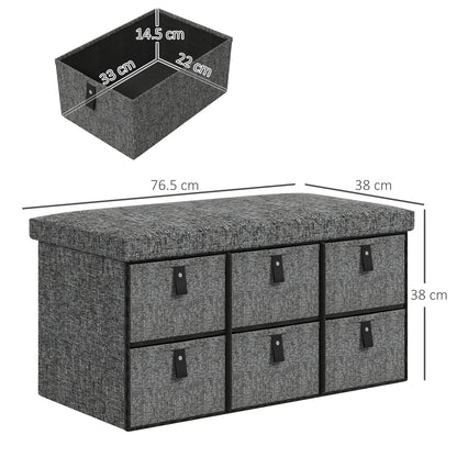 HOMCOM Six-Drawer Shoe Storage Bench, with Padded Top Seat - Dark Grey--ChewyGames-ChewyGames