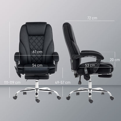 Vinsetto Massage Office Chair, Heated Reclining Computer Chair with Adjustable Height and Footrest, Black