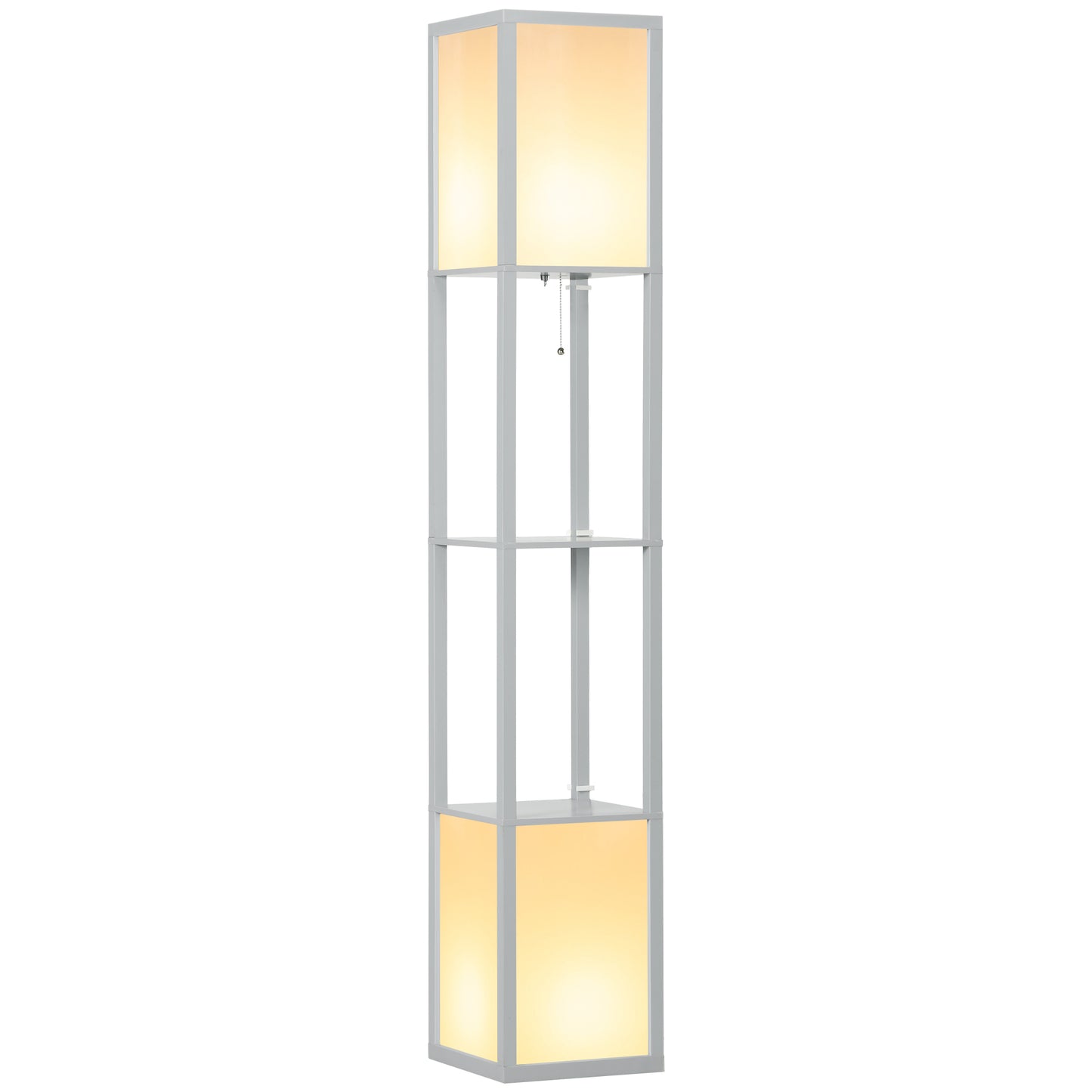 HOMCOM Modern Shelf Floor Lamp with Dual Ambient Light, Standing Lamp Living Room, Bedroom, 156cm, Grey