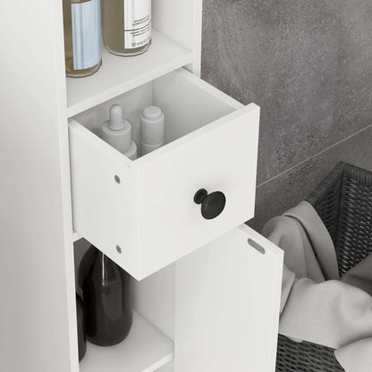 kleankin 180cm Slim Bathroom Cabinet with 9-layered Independent Storage for Family-friendly Storage  - White