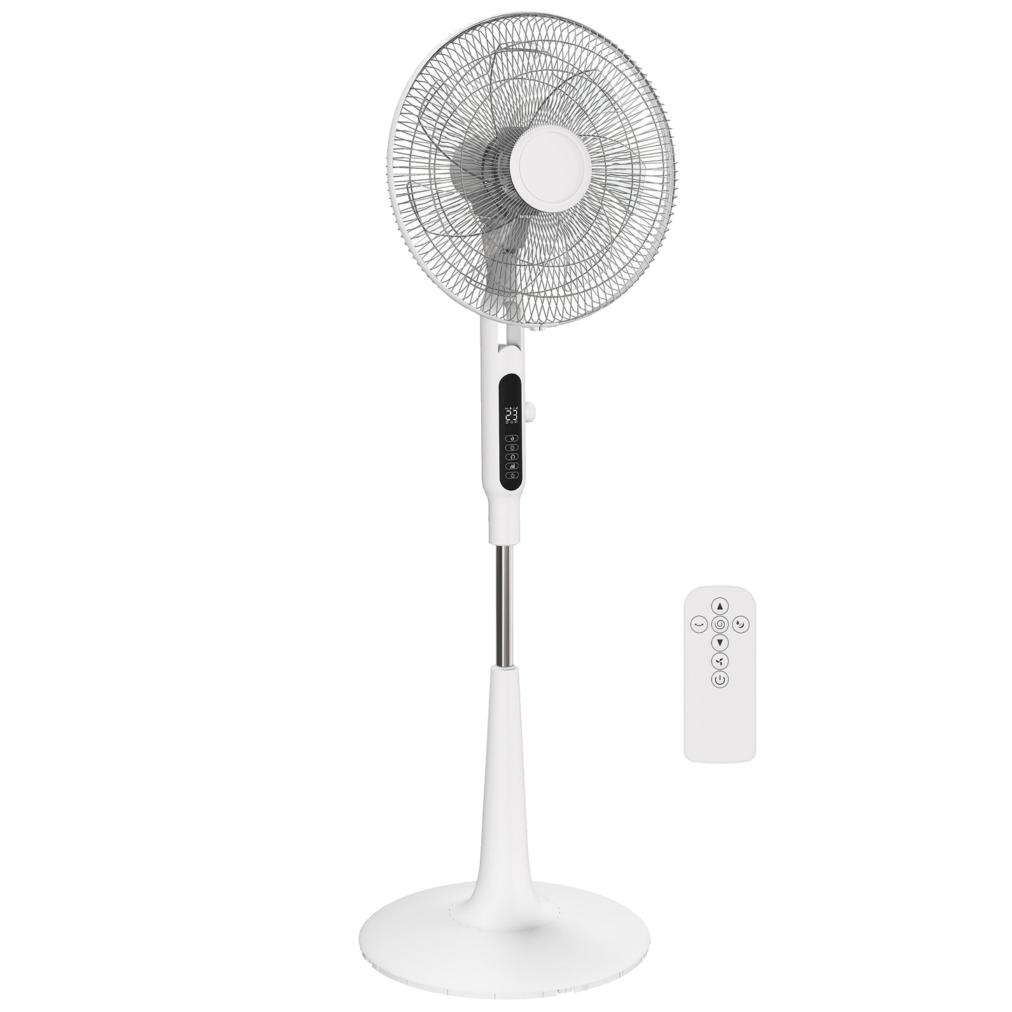 HOMCOM Three Mode Pedestal Fan, with Insect Repellant Box and LED Panel - White--ChewyGames-ChewyGames