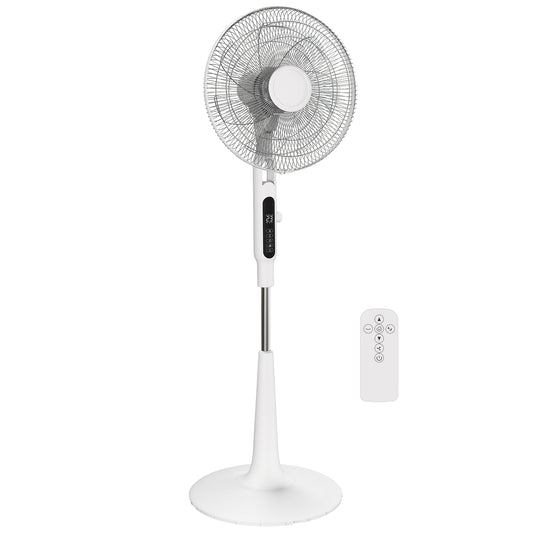 HOMCOM Three Mode Pedestal Fan, with Insect Repellant Box and LED Panel - White--ChewyGames-ChewyGames