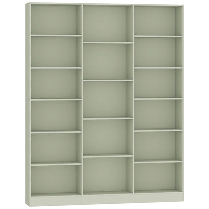 HOMCOM Bookcase with Open Storage, 6-Tier Bookshelf with Anti-Tipping Hardware, Light Green