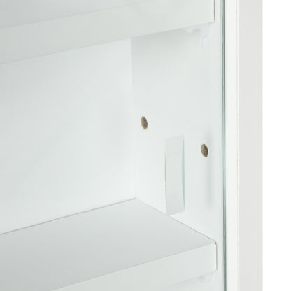 HOMCOM 5-Tier Wall Display Shelf Unit Cabinet w/ 4 Adjustable Shelves Glass Doors Home Office Ornaments 60x80cm White