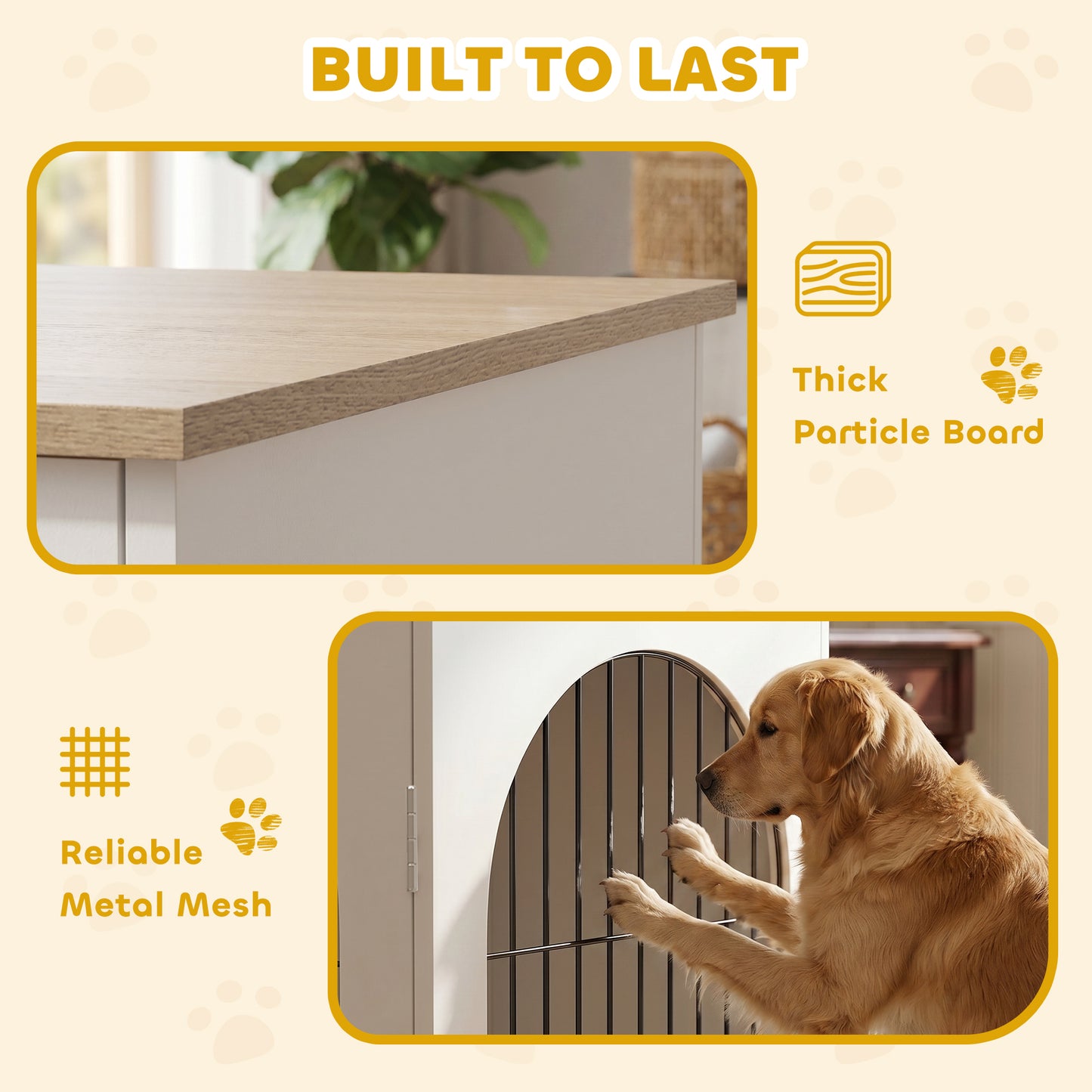 PawHut Dog Crate Furniture, Indoor Dog Cage with Double Doors for Large Breeds, Pet Kennel End Side Table