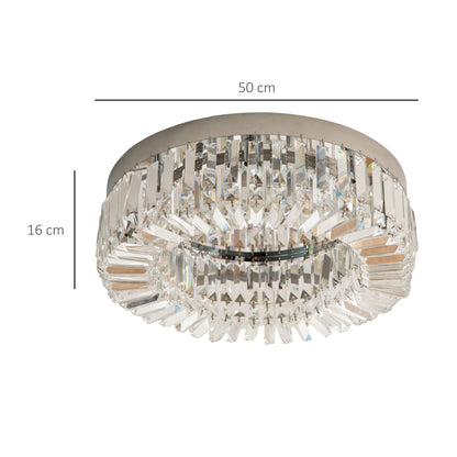 HOMCOM Crystal Chandeliers with Crystal Pendants, 8-Light Ceiling Light for Living Room, Bedroom Dining Room, Silver Tone