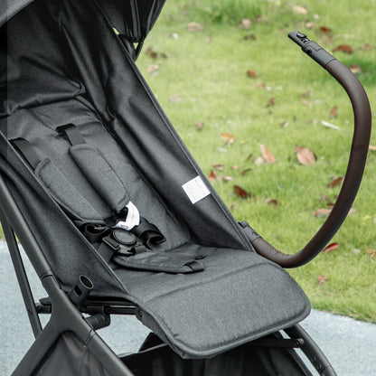 AIYAPLAY Foldable Baby Stroller with Adjustable Seat, 5-Point Harness, Canopy, Basket, 6.3kg Lightweight & Compact, Dark Grey