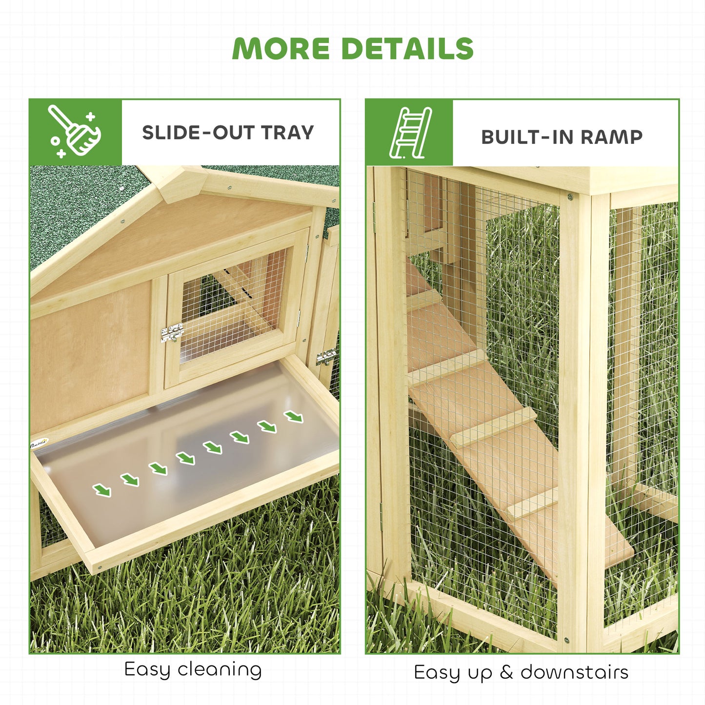 PawHut Large Chicken Coop, Wooden Outdoor Chicken Cage Poultry Hen House with Nesting Box