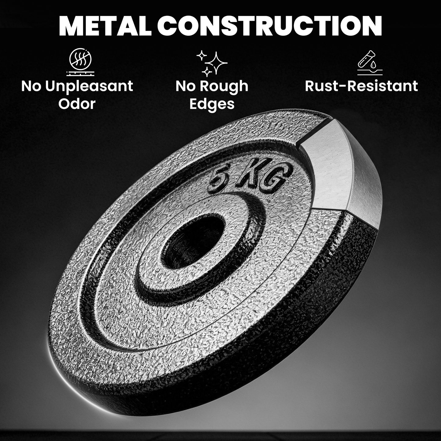 SPORTNOW Weight Plates Set, 1"/2.5cm Weight Disc Pair, 4 x 5kg Metal Dumbbell/Barbell Plates for Home Gym