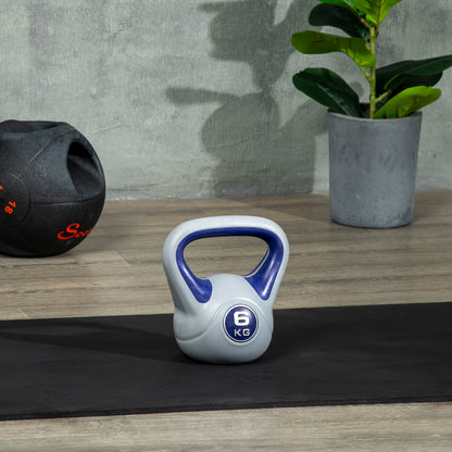 SPORTNOW Kettlebell, 6kg Kettle Bells with Handle for Home Gym Weight Lifting and Strength Training, Purple and Grey
