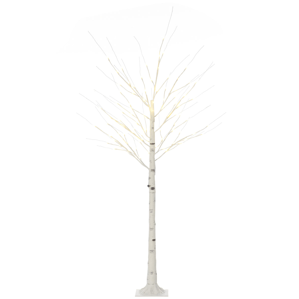 HOMCOM 6ft Artificial White Birch Tree Light with Warm White Pre-Lit LED Light for Indoor and Covered Outdoor Use