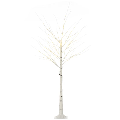 HOMCOM 6ft Artificial White Birch Tree Light with Warm White Pre-Lit LED Light for Indoor and Covered Outdoor Use