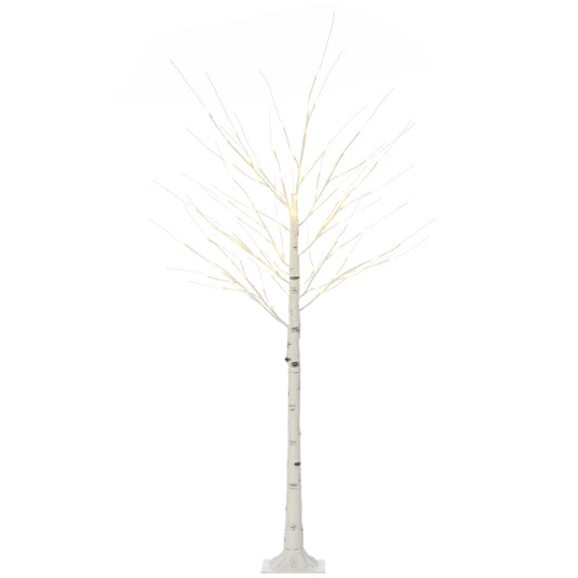 HOMCOM 6ft Artificial White Birch Tree Light with Warm White Pre-Lit LED Light for Indoor and Covered Outdoor Use