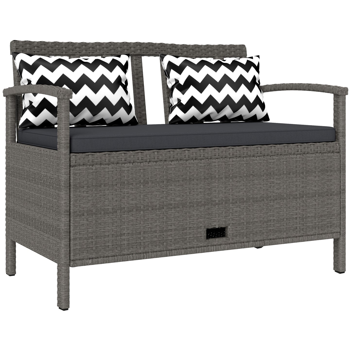 Outsunny 160L Storage Two-Seater Rattan Bench - Grey--ChewyGames-ChewyGames