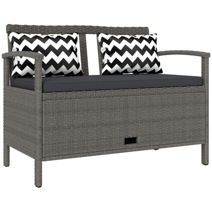 Outsunny 160L Storage Two-Seater Rattan Bench - Grey--ChewyGames-ChewyGames